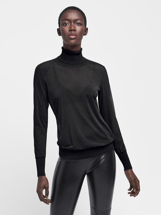 Wolford Tony Pullover Polo Neck Sheer Black Top Size M (52757) NEW  RRP £250