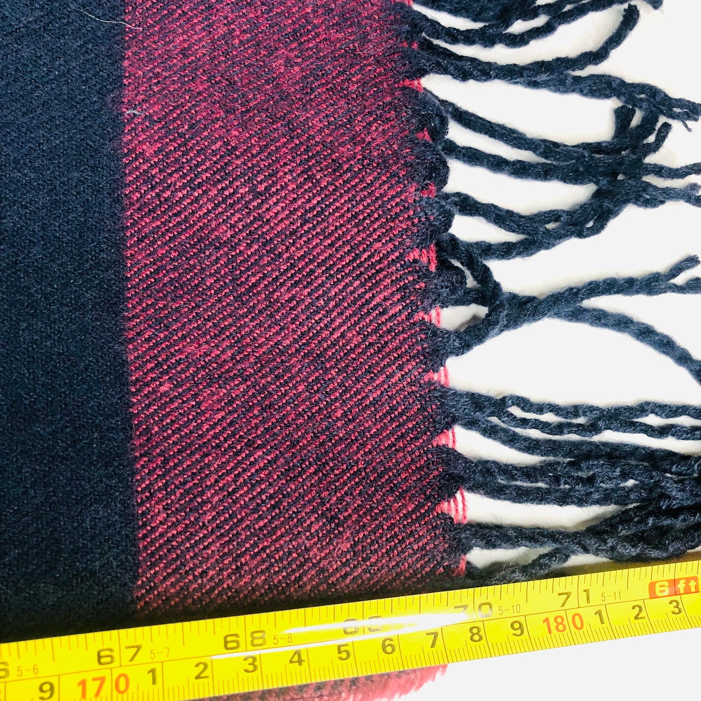 Springfield Navy Blue & Burgundy Warm Knit Winter Scarf Mens/unisex (43 X 178CM)