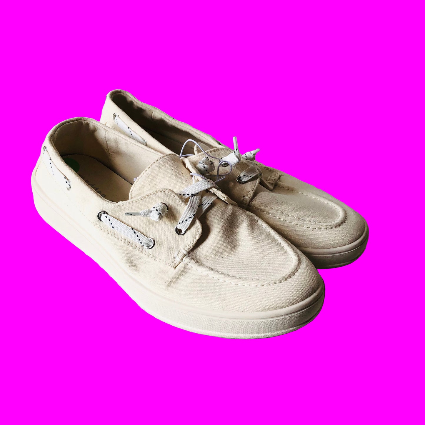 Steve Madden Girl Natural Canvas Cream Galley Boat Sneaker Size UK 7 (EU 40)NEW