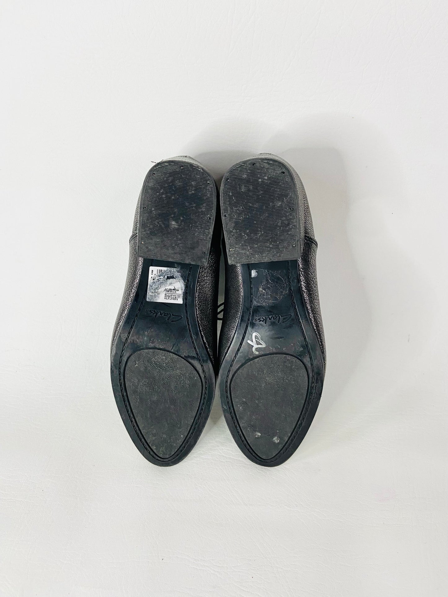 Clarks Rey Melly Ladies Oxford Lace-up Silver Metallic Shoes Leather Size 4 D (37)