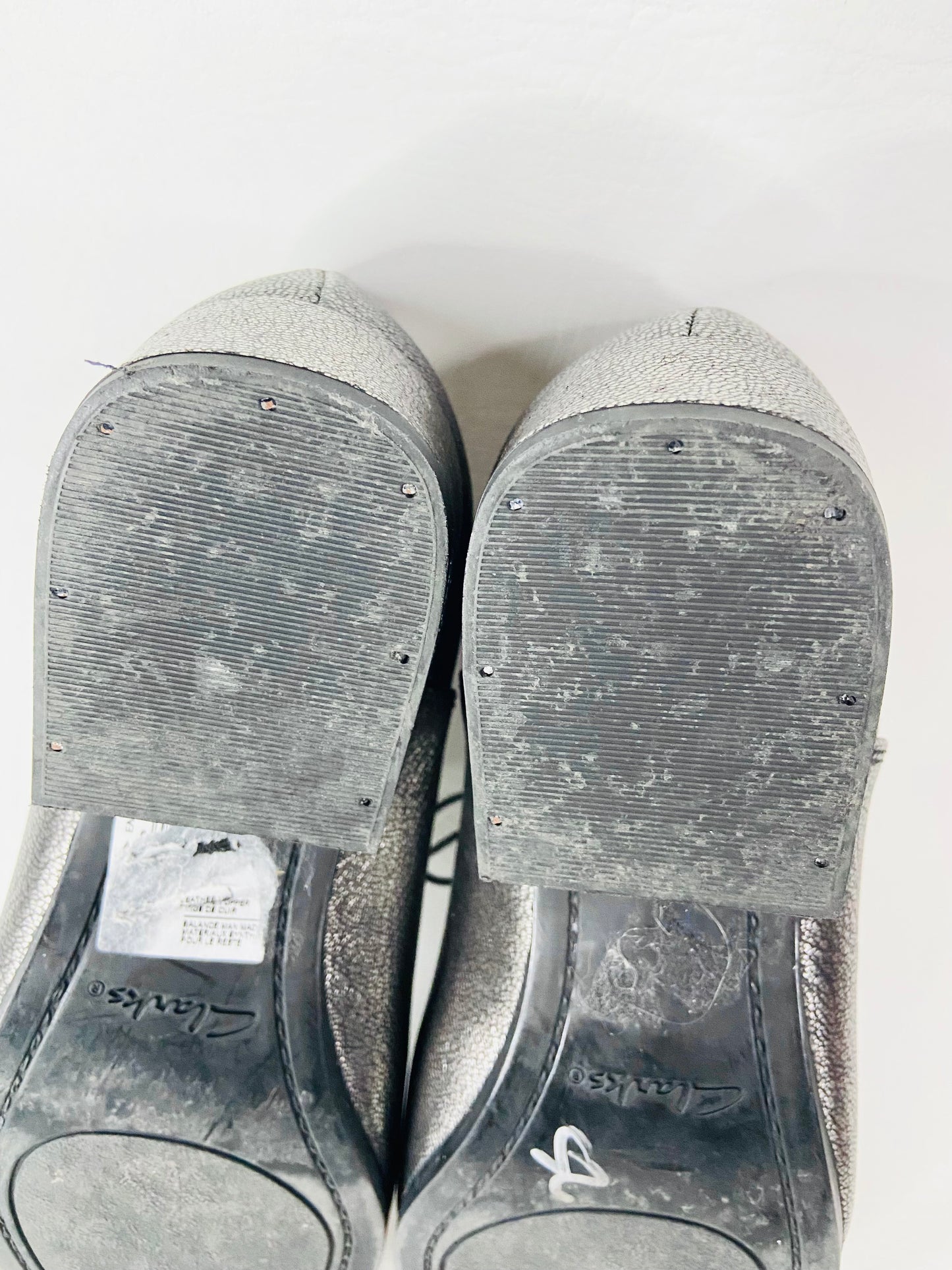 Clarks Rey Melly Ladies Oxford Lace-up Silver Metallic Shoes Leather Size 4 D (37)