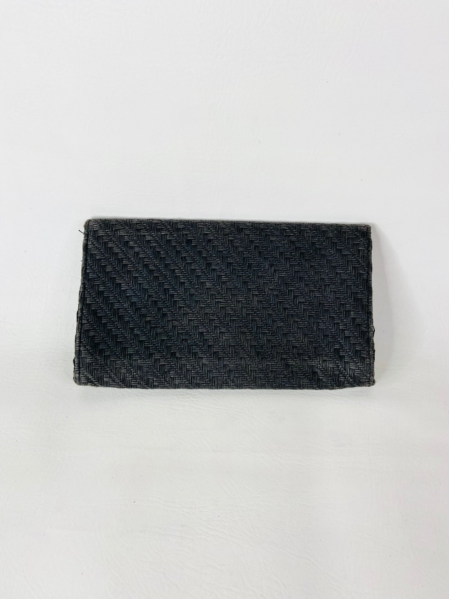 H&M Black Woven Bamboo 1970s Vintage Style Clutch Evening Bag 27 x 15 cm