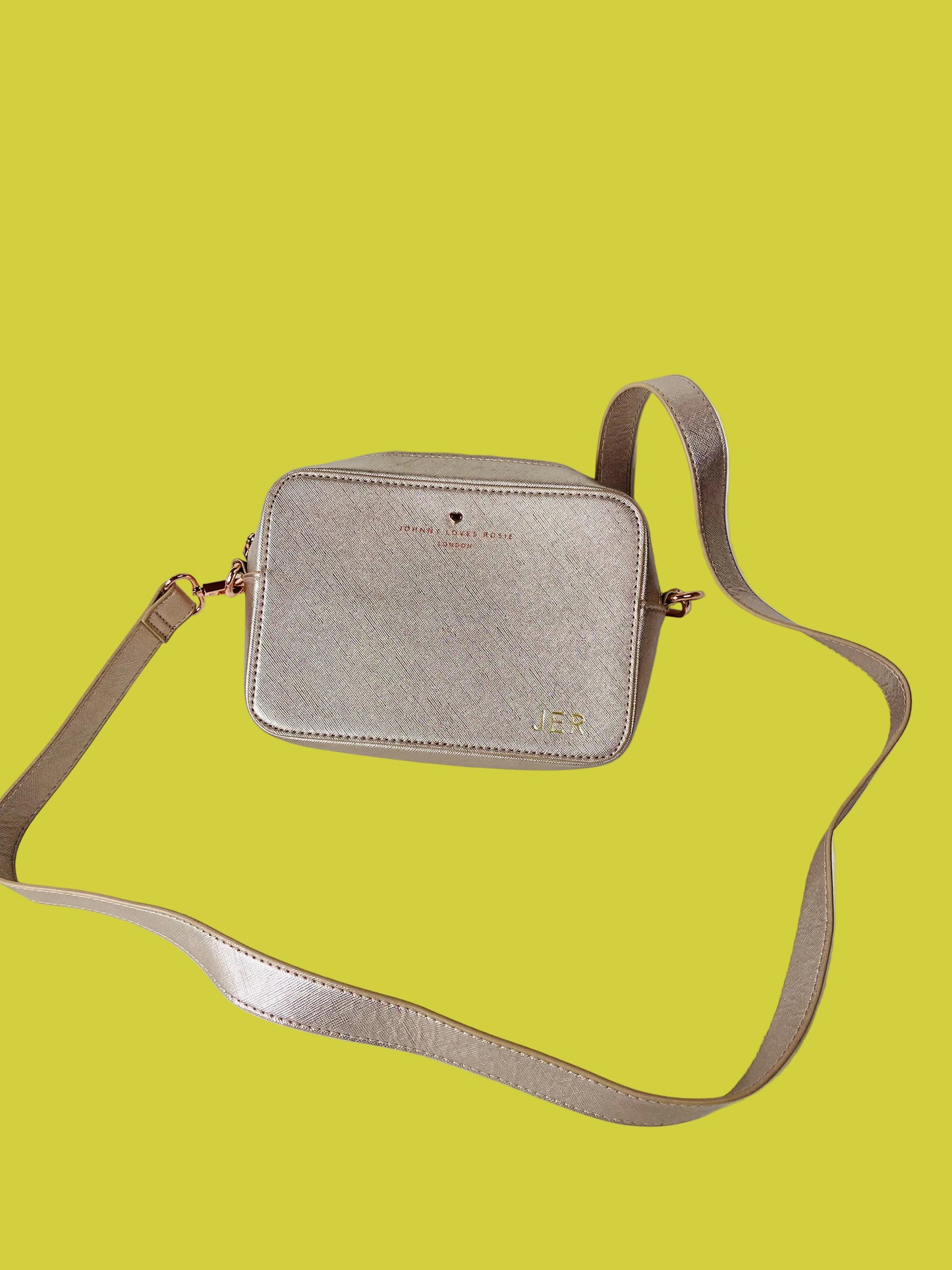 Johnny Loves Rosie Rose Gold Carrie Crossbody Box Bag 20 x 14 x 6cm Personalised "JER"