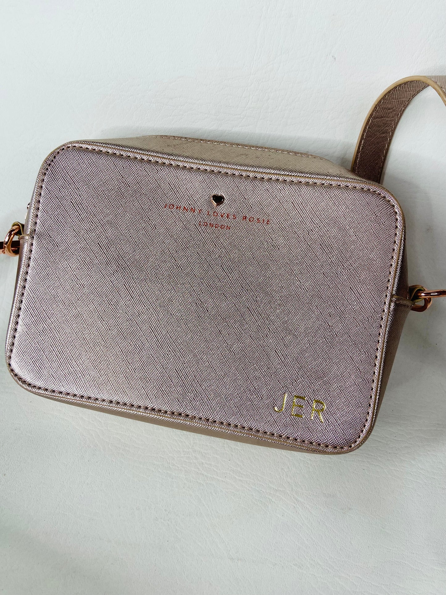 Johnny Loves Rosie Rose Gold Carrie Crossbody Box Bag 20 x 14 x 6cm Personalised "JER"