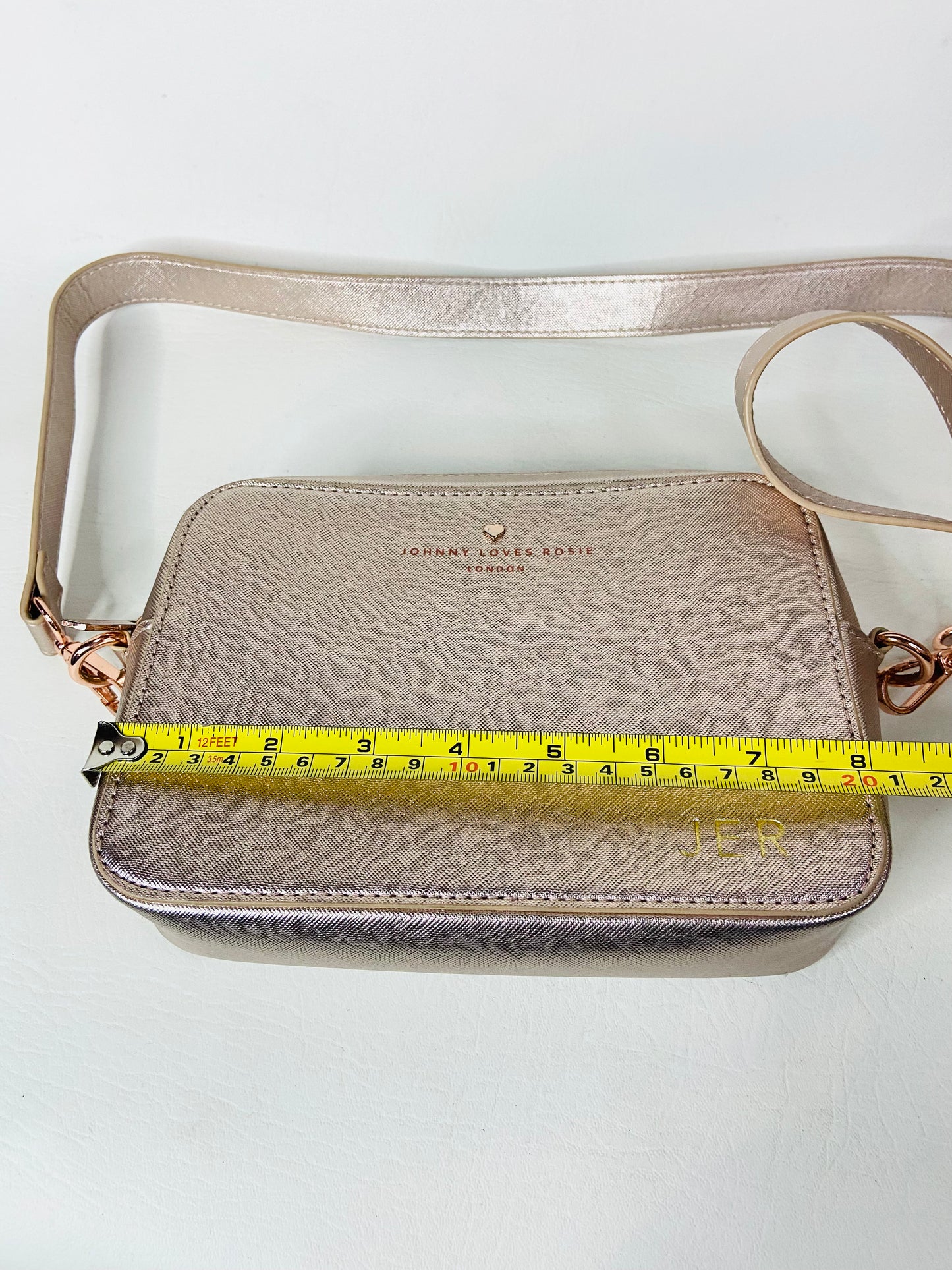 Johnny Loves Rosie Rose Gold Carrie Crossbody Box Bag 20 x 14 x 6cm Personalised "JER"