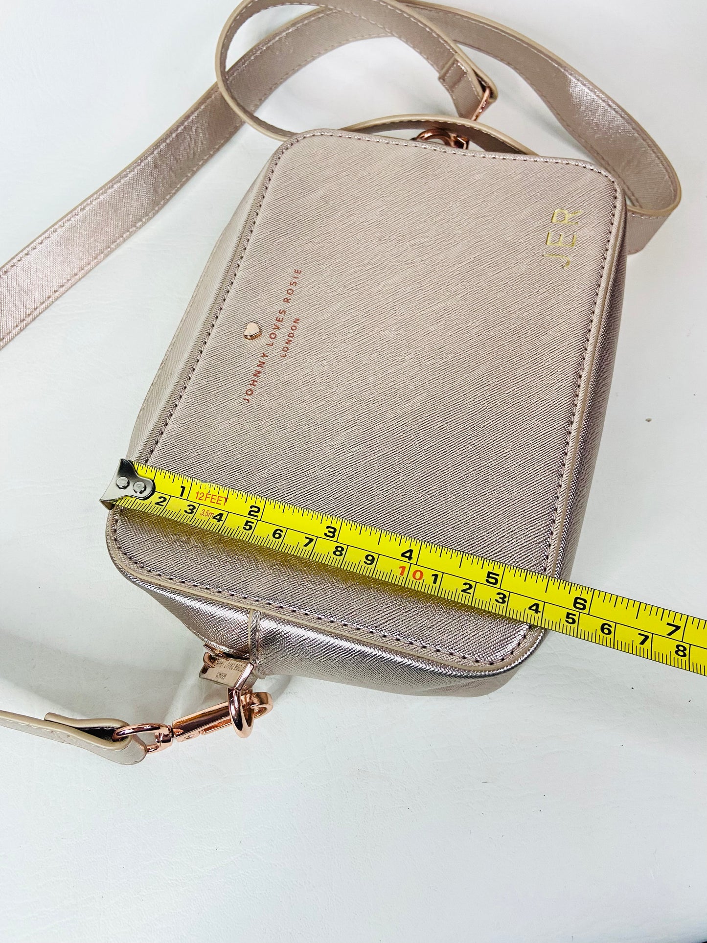 Johnny Loves Rosie Rose Gold Carrie Crossbody Box Bag 20 x 14 x 6cm Personalised "JER"