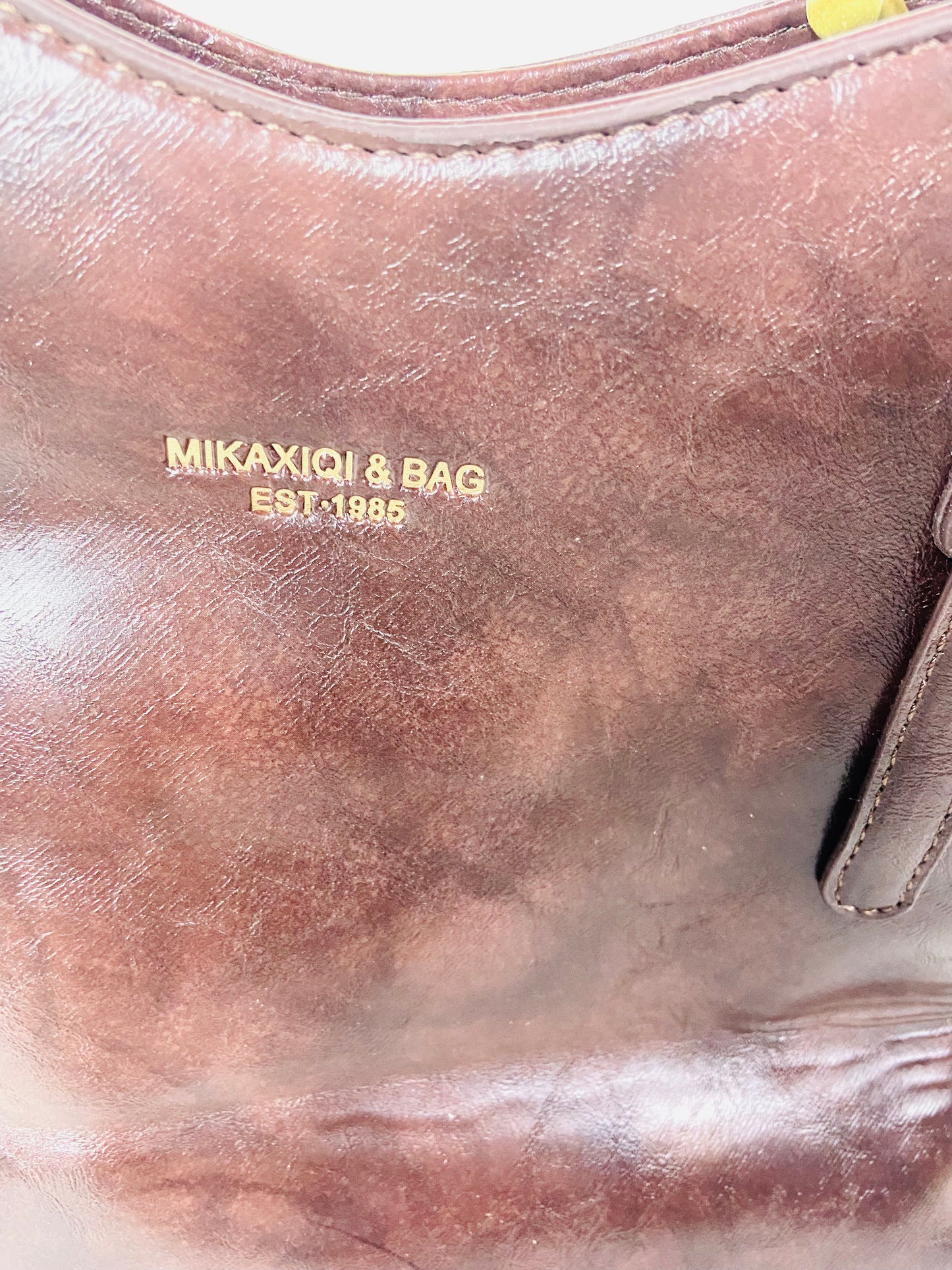 Mikaxiqi & Bags Est. 1985 Chocolate Brown Shoulder Bag Faux Leather 90s Style