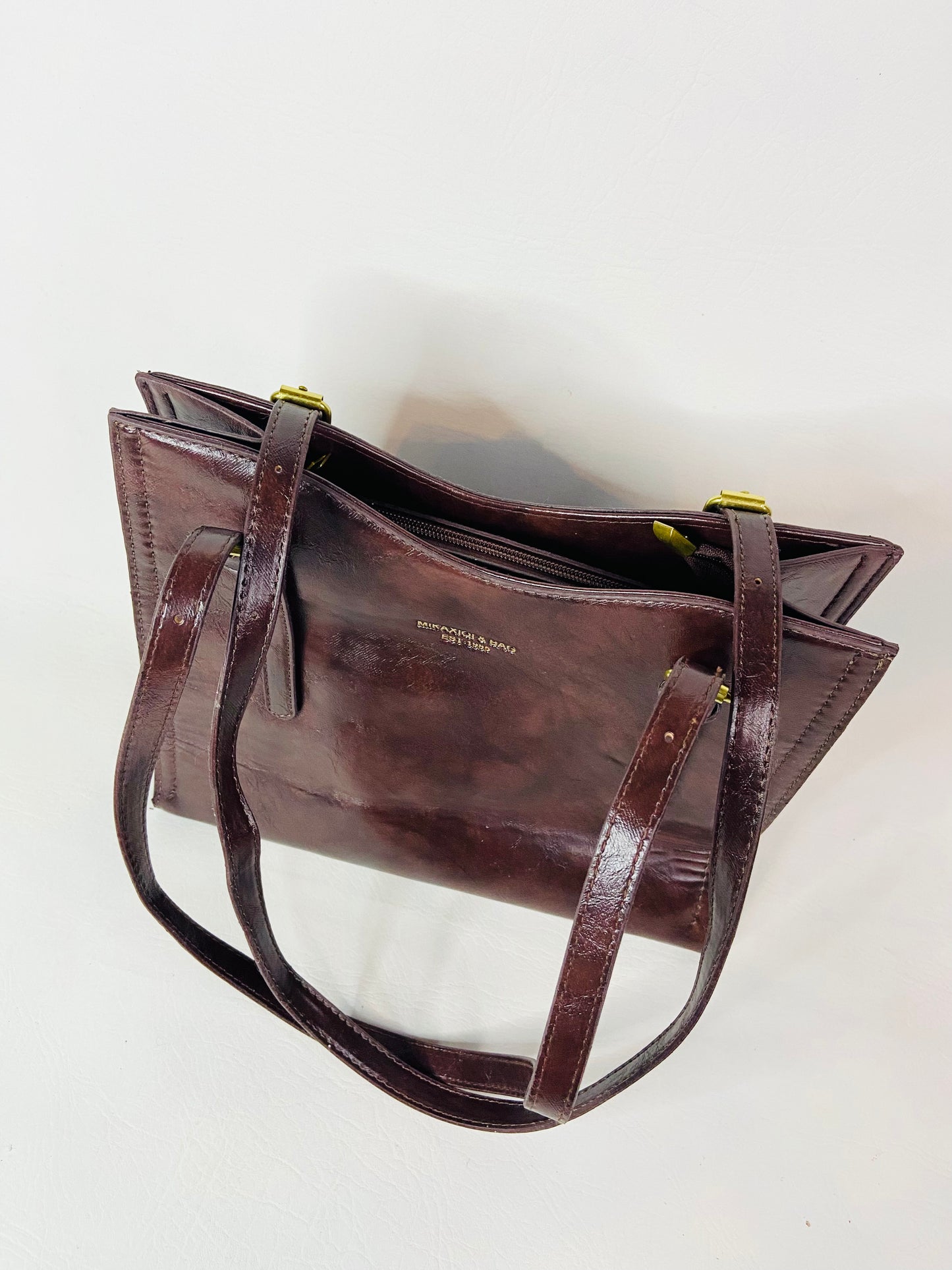 Mikaxiqi & Bags Est. 1985 Chocolate Brown Shoulder Bag Faux Leather 90s Style