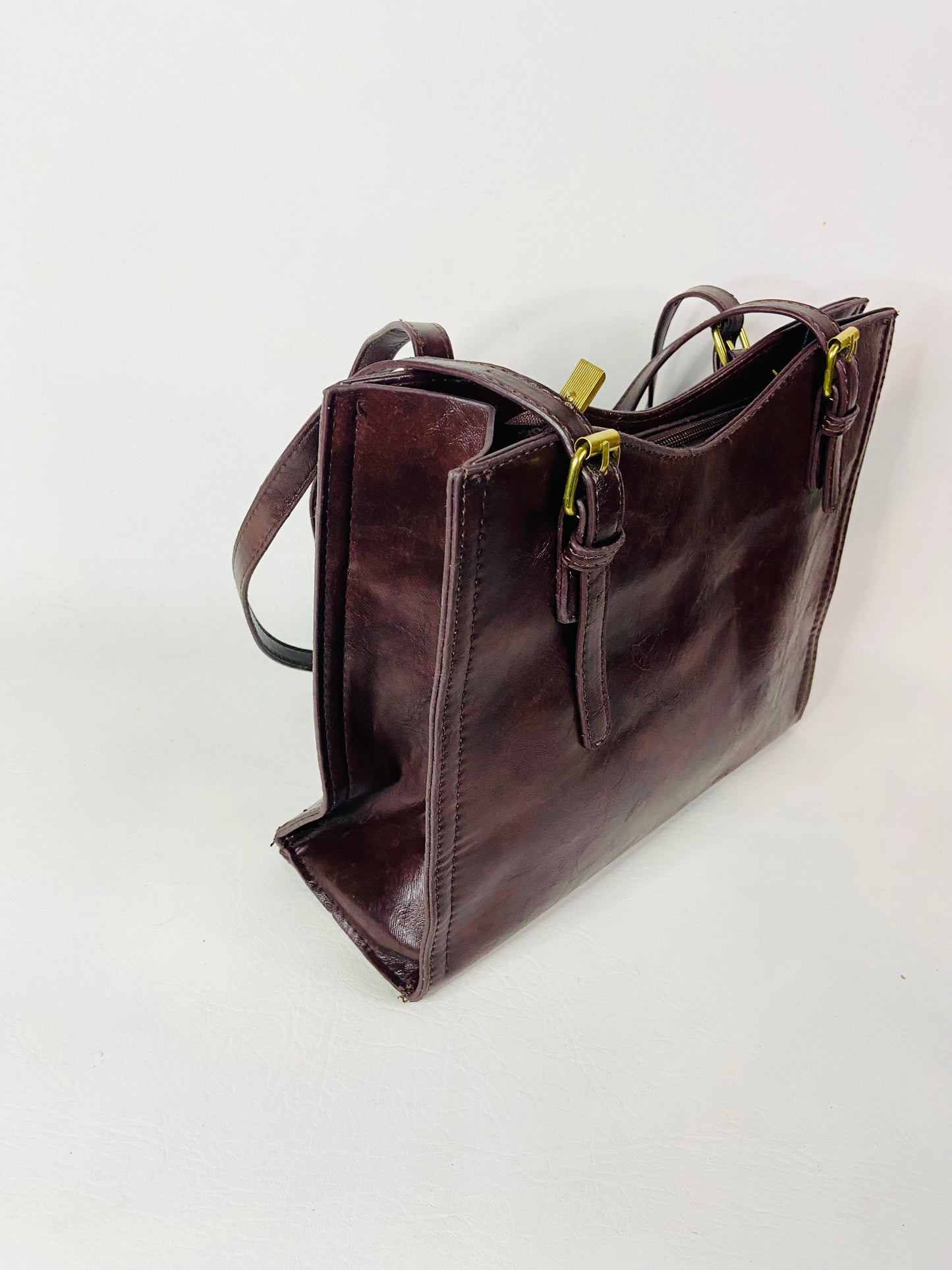 Mikaxiqi & Bags Est. 1985 Chocolate Brown Shoulder Bag Faux Leather 90s Style