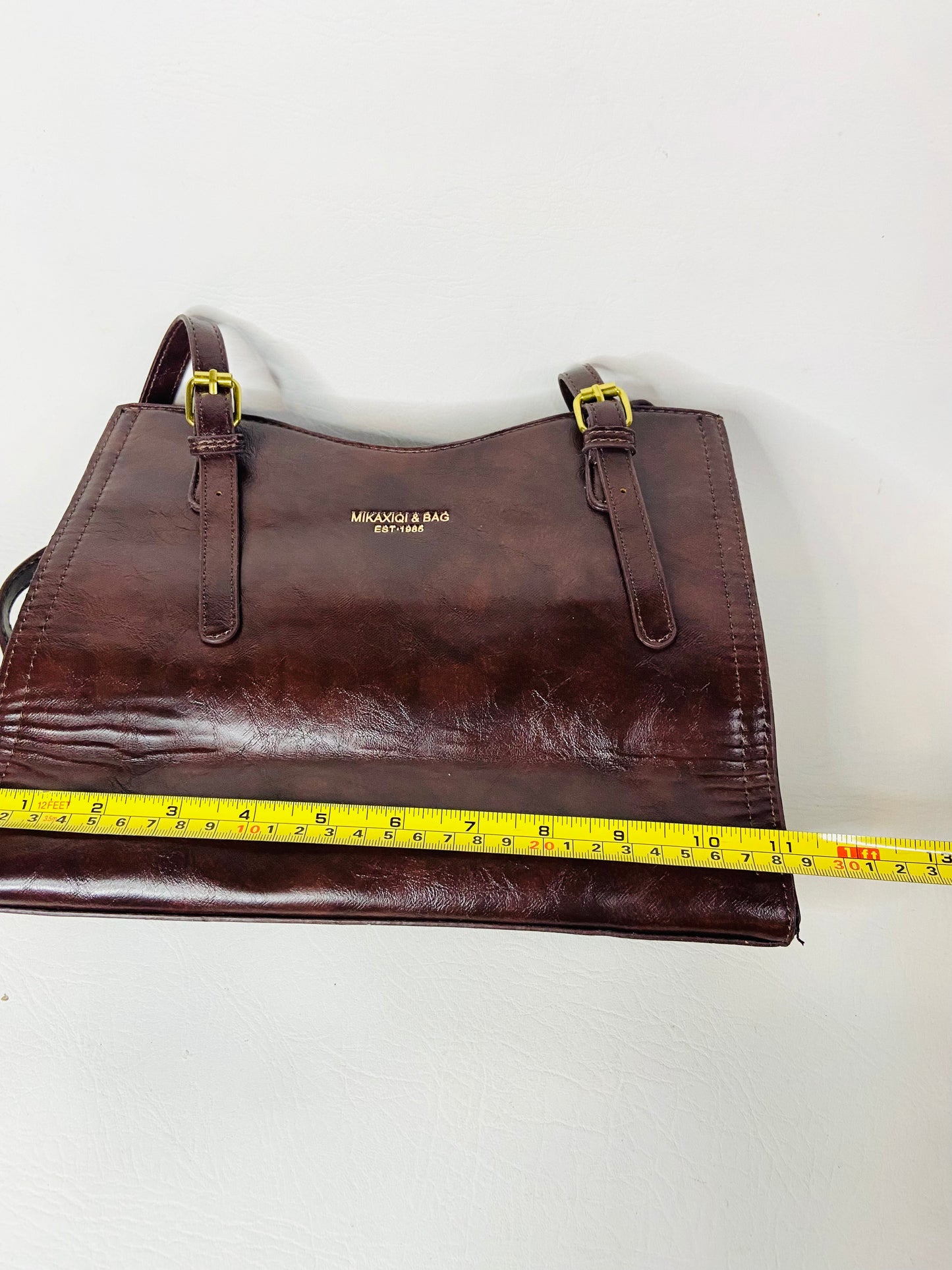 Mikaxiqi & Bags Est. 1985 Chocolate Brown Shoulder Bag Faux Leather 90s Style