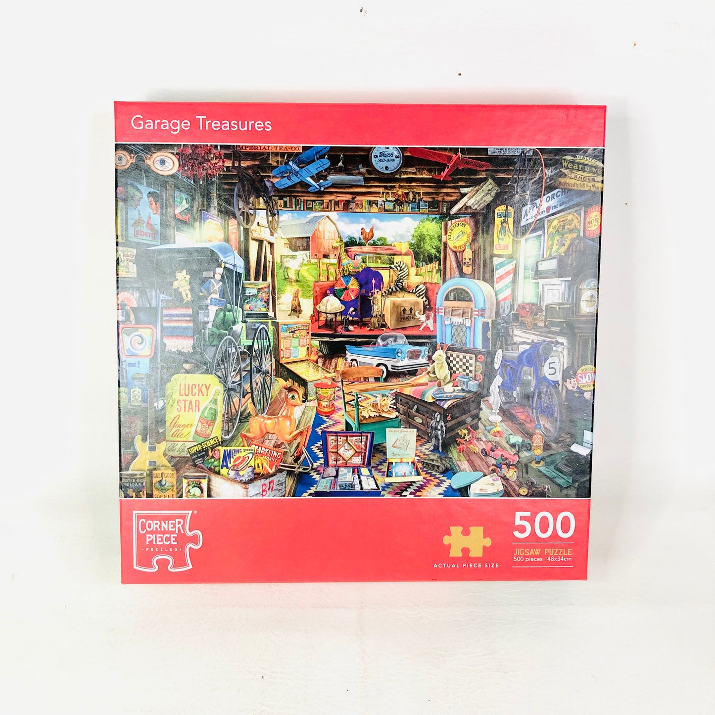 Corner Piece Garage Treasures Jigsaw Puzzle 500 Pieces - Complete