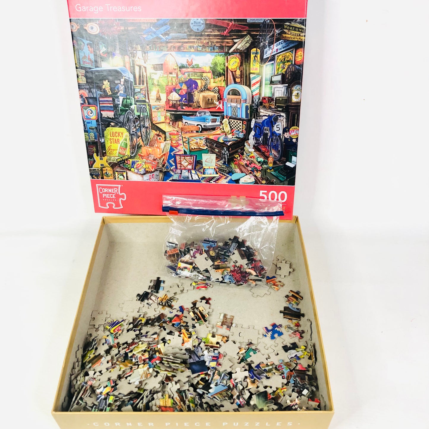 Corner Piece Garage Treasures Jigsaw Puzzle 500 Pieces - Complete
