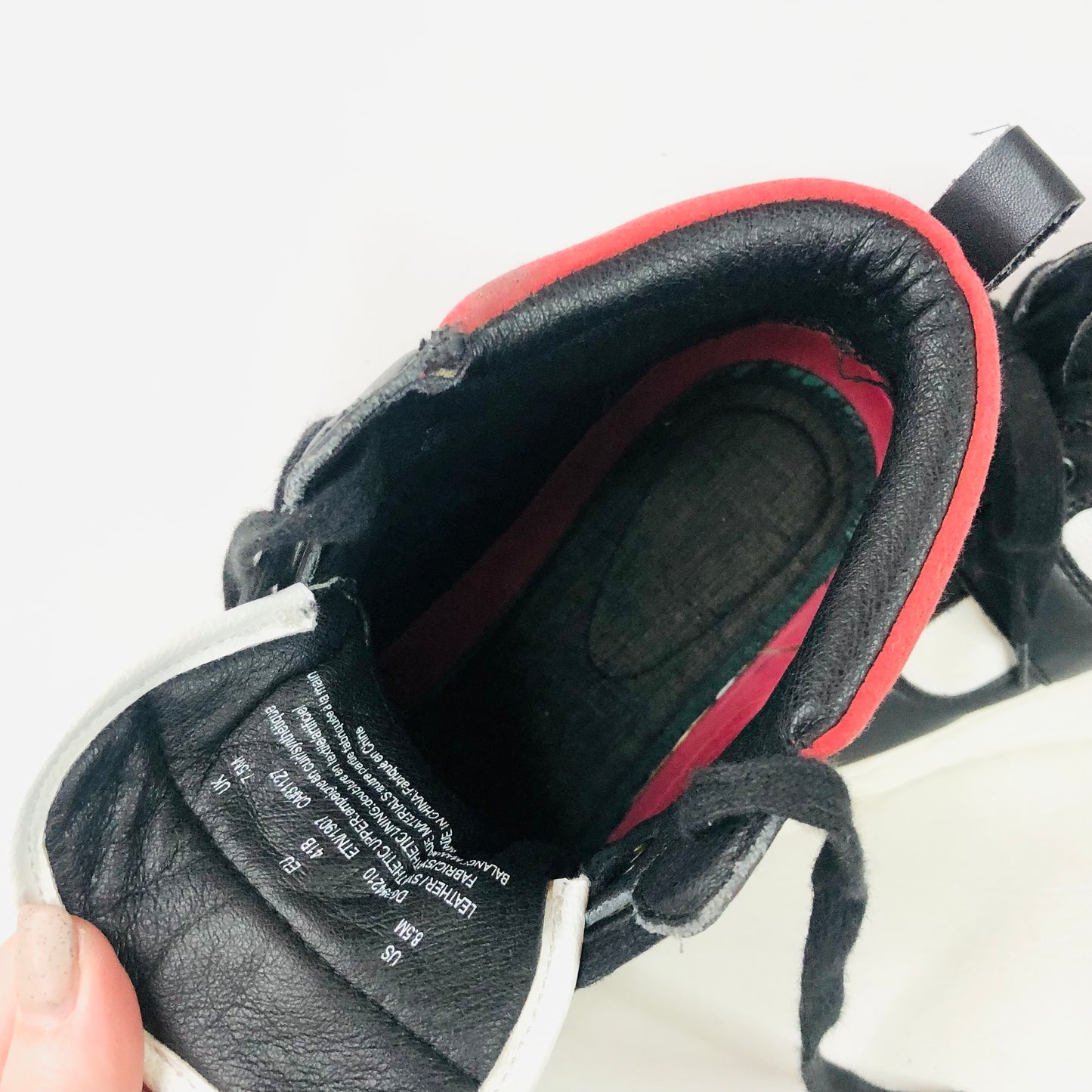 DKNY | Mens Ace High Top Sneakers | Red Black & White | Leather Trainers | Size UK 7.5 (41.5)