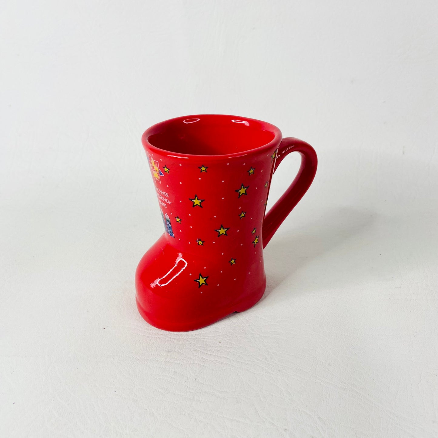 2x Small Christmas Market Boot Mugs - Munich & Manchester Mulled Wine Glühwein - Red & Mustard