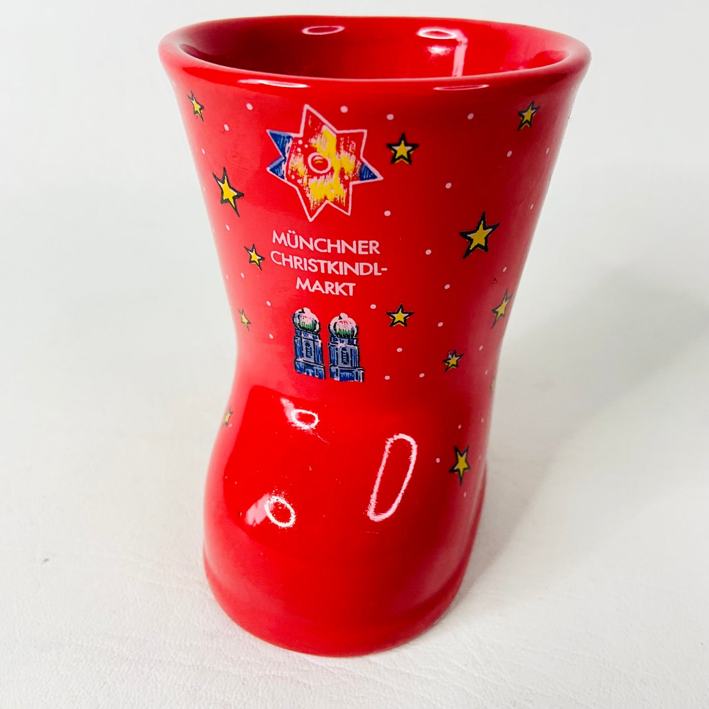 2x Small Christmas Market Boot Mugs - Munich & Manchester Mulled Wine Glühwein - Red & Mustard