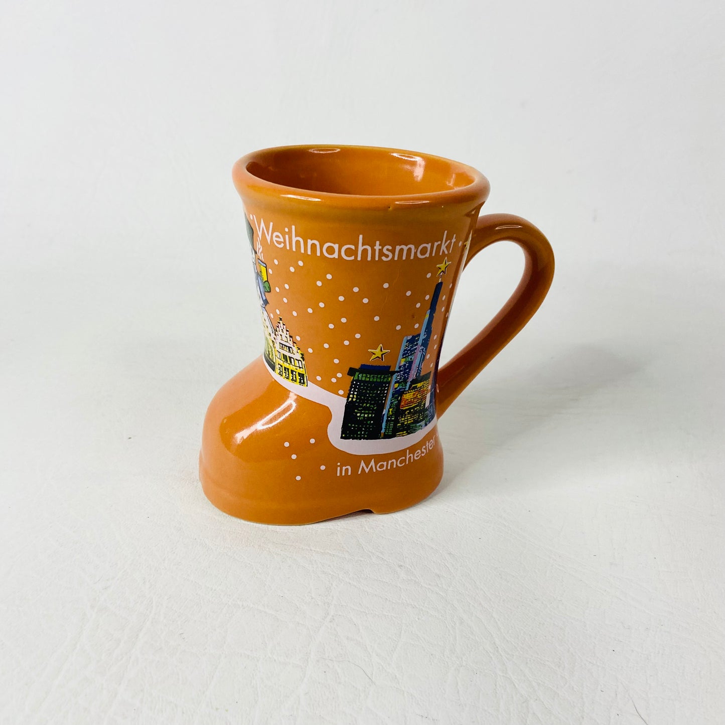 2x Small Christmas Market Boot Mugs - Munich & Manchester Mulled Wine Glühwein - Red & Mustard