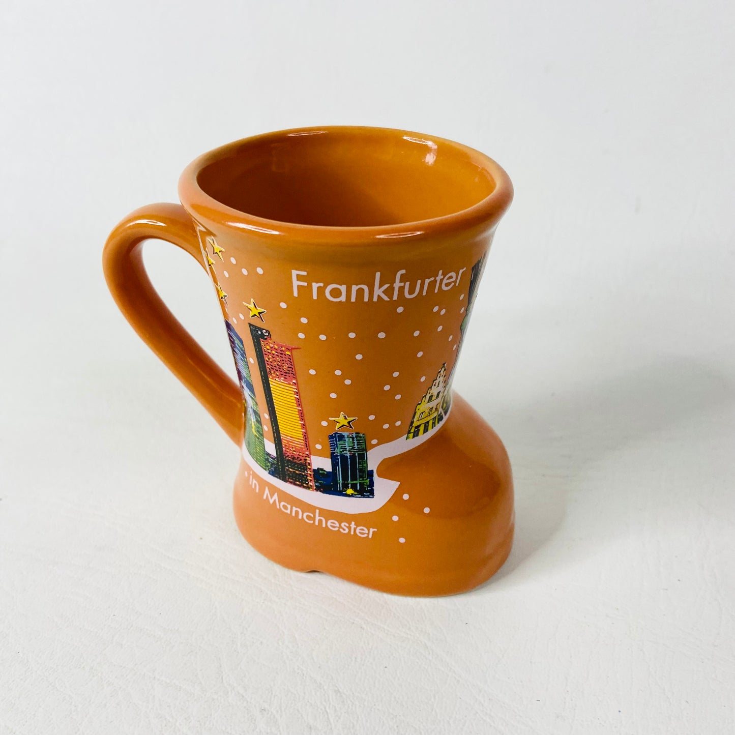 2x Small Christmas Market Boot Mugs - Munich & Manchester Mulled Wine Glühwein - Red & Mustard