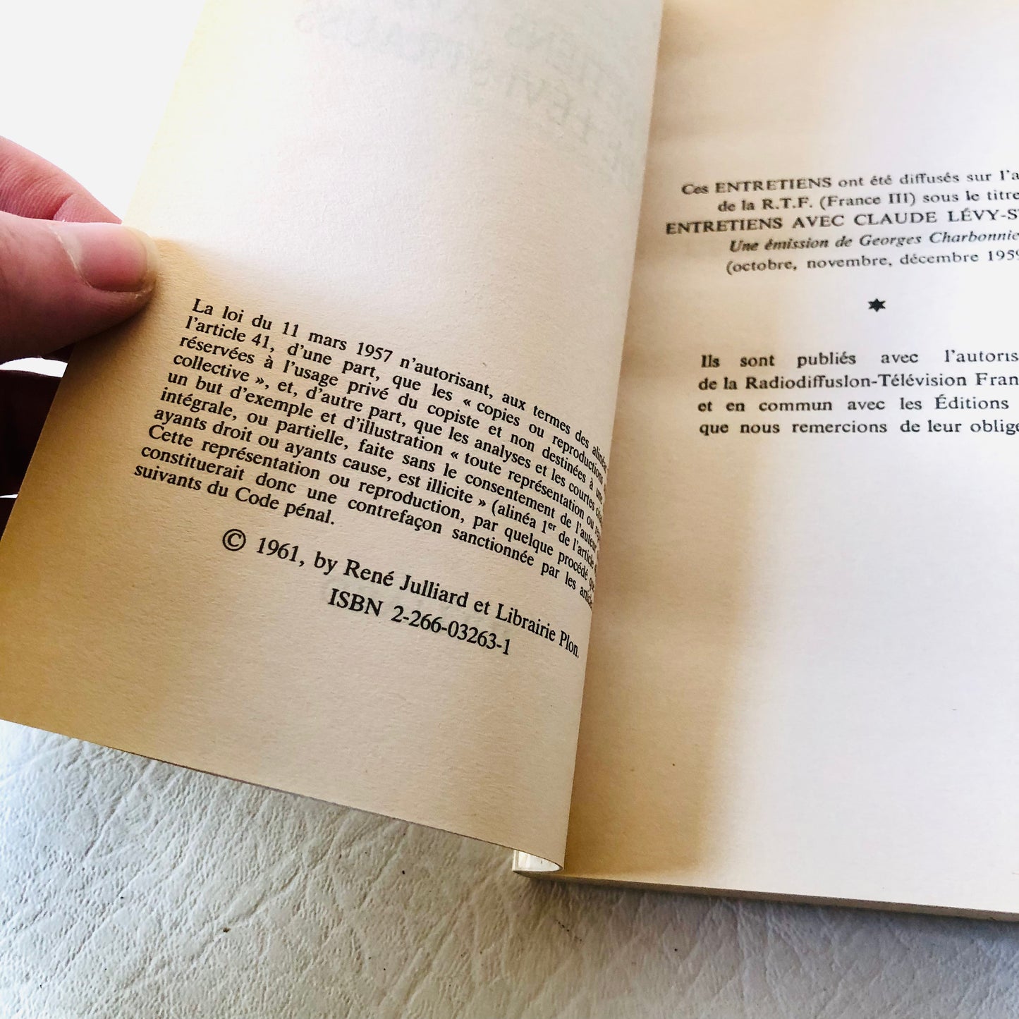 Georges Charbonnier: Entretiens avec Claude Lévi-Strauss - French Book