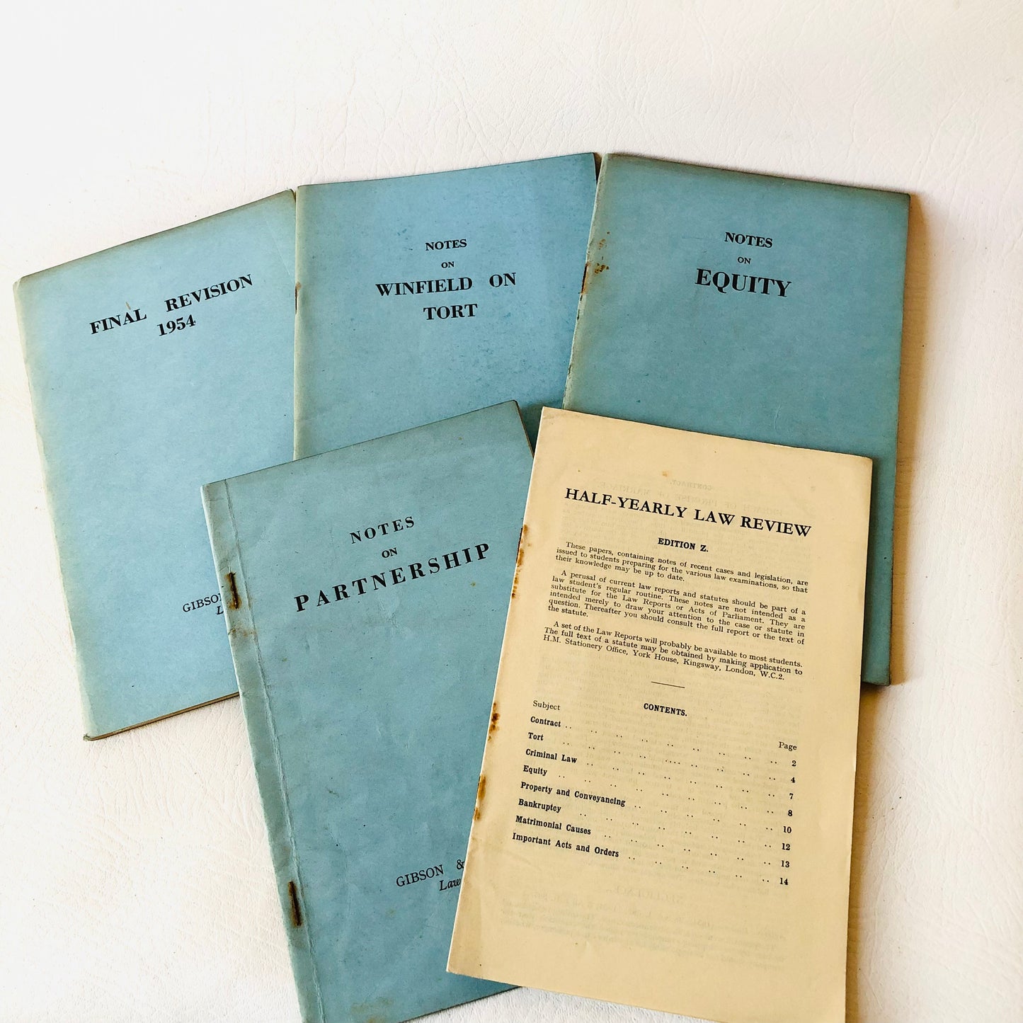 Gibson & Weldon Vintage 1950s Law Notes Equity Tort Partnership Revision Lot - RARE
