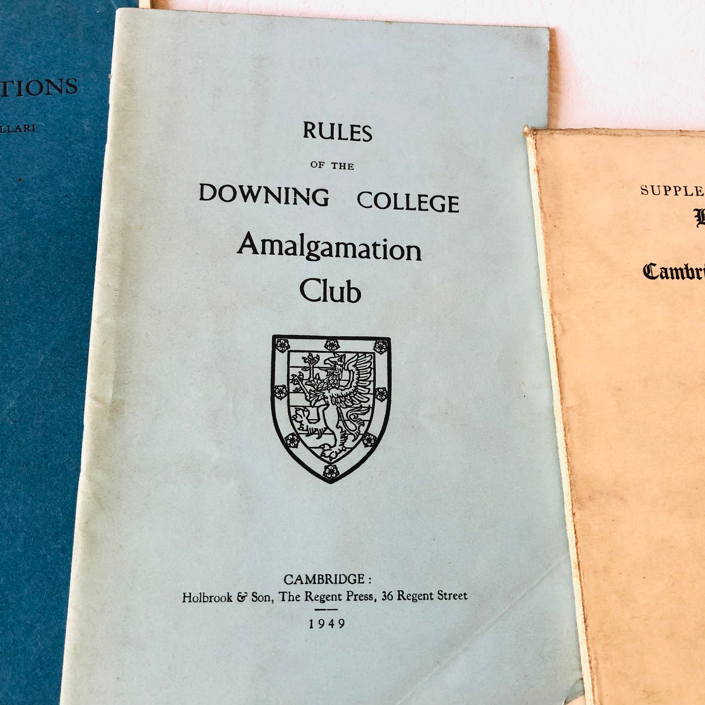 Vintage 1949 Cambridge University & Downing College Student Regulations Trio - Law, Compendium & Club Rules