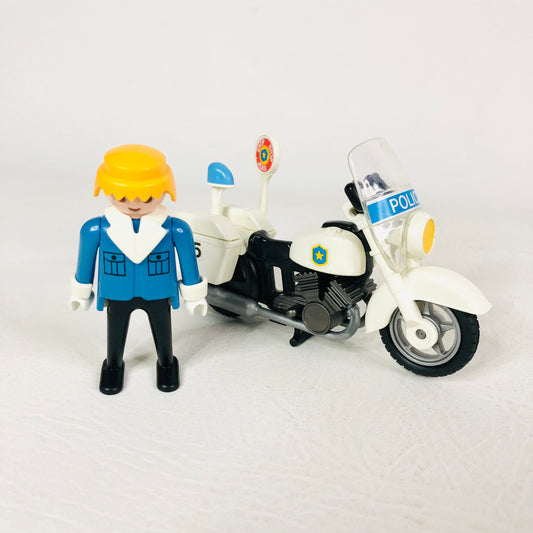 Playmobil 3564 Policeman On Patrol Motorcycle Set With Accessories Vintage