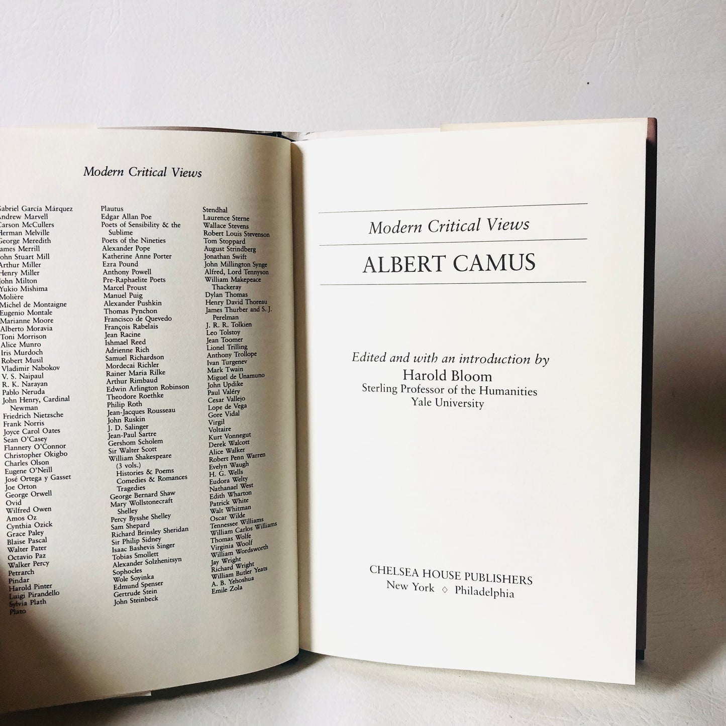 Albert Camus Harold Bloom Modern Critical Views Hardcover 1989 Book