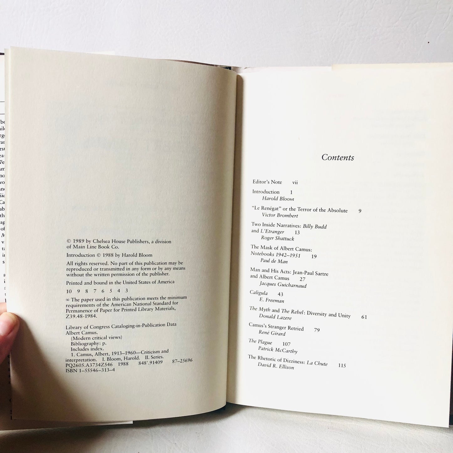 Albert Camus Harold Bloom Modern Critical Views Hardcover 1989 Book