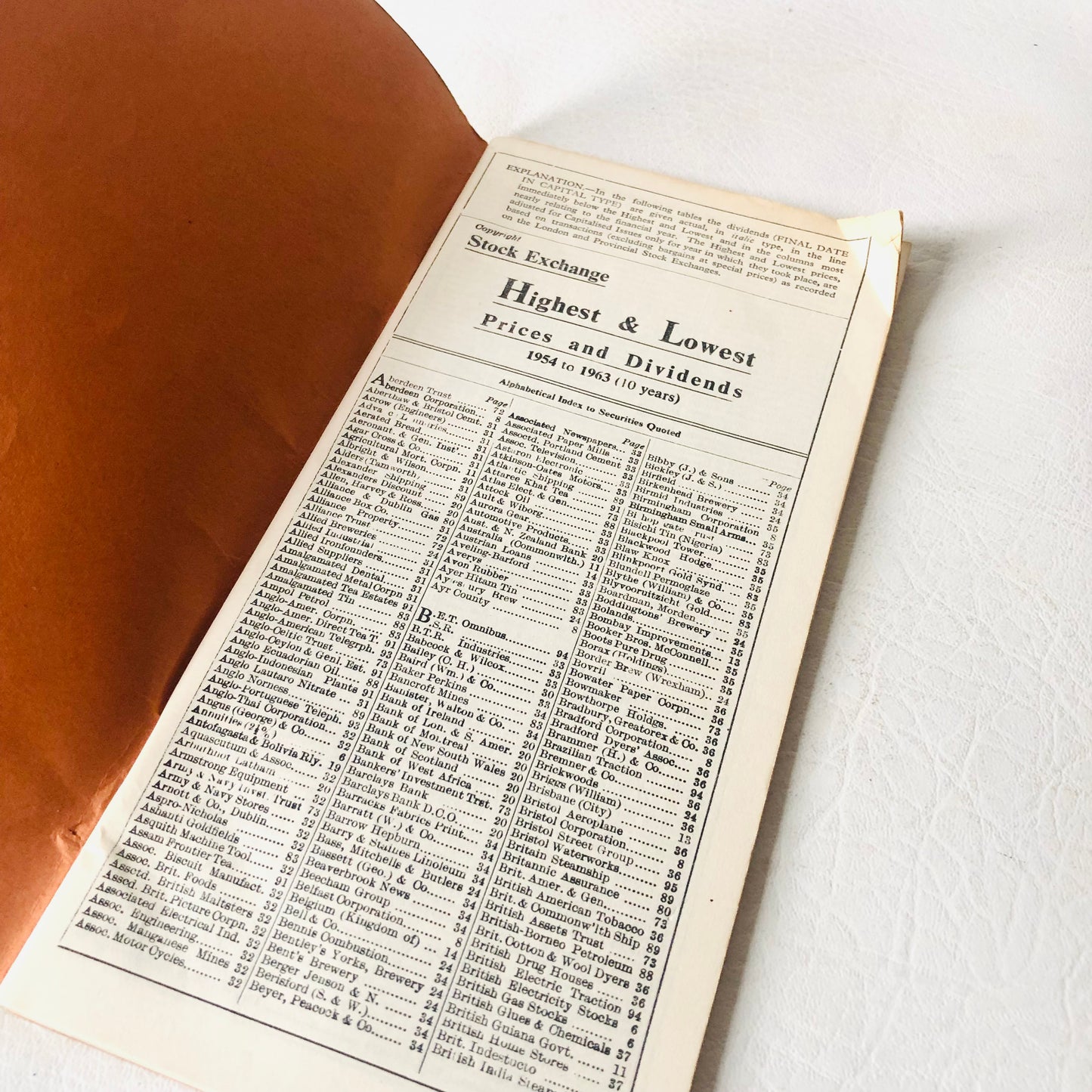 E. P. Parsons & Co. London Stock Exchange 1954-1963 Prices Dividends Vintage Booklet