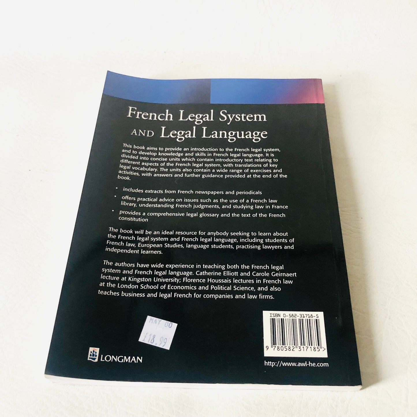 French Legal System & Legal Language Catherine Elliott Carole Geirnaert Law 1998 Textbook