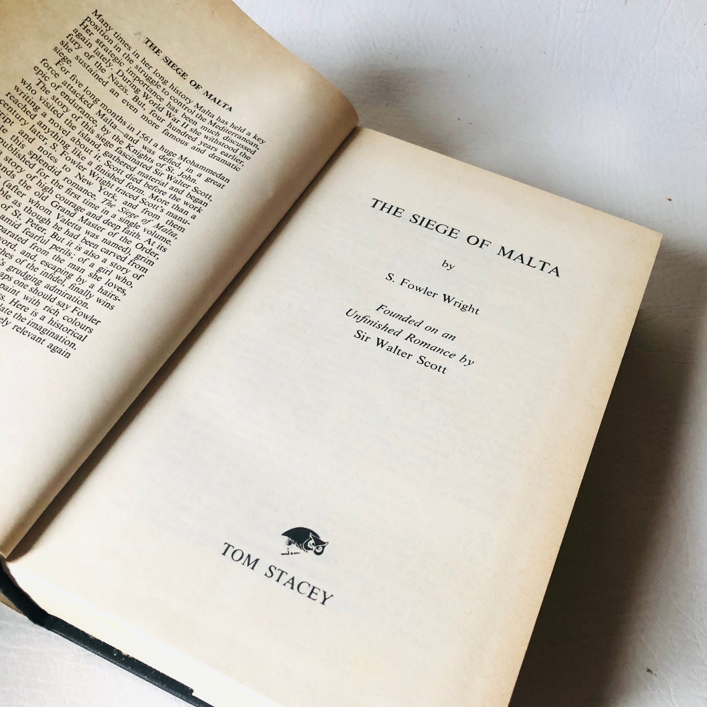 The Siege of Malta S. Fowler Wright 1973 Tom Stacey Hardcover Sir Walter Scott