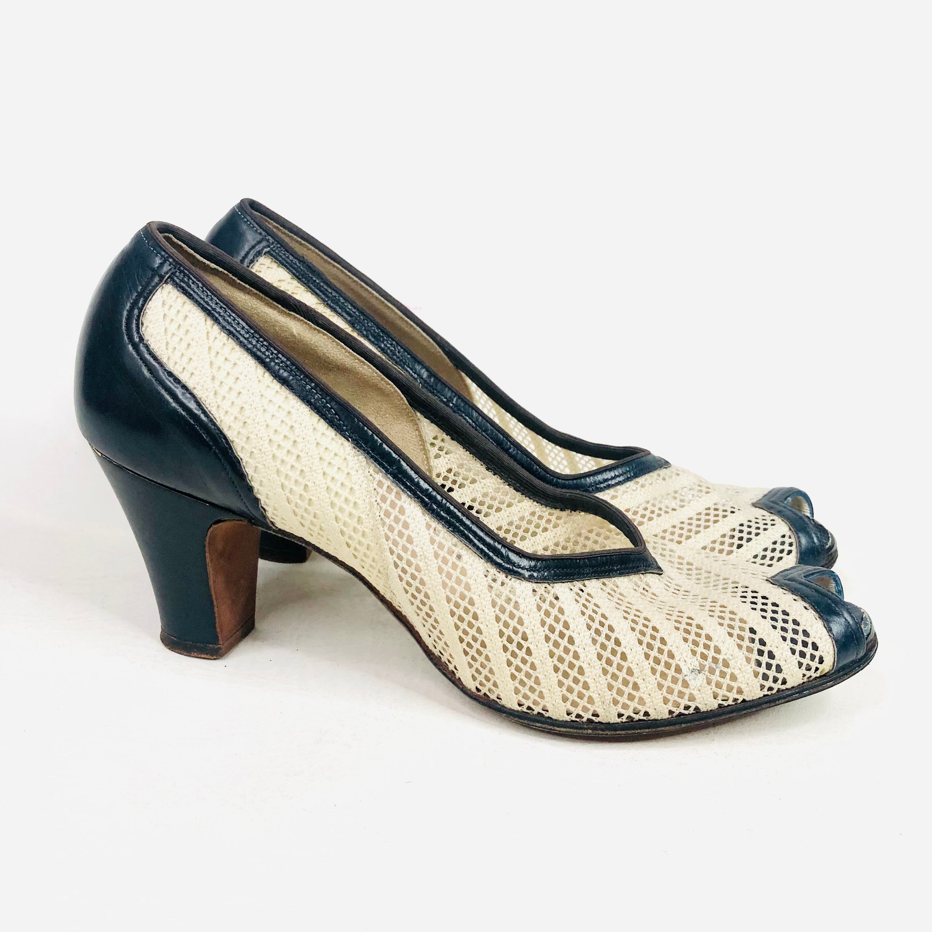 Navy and cream heels deals