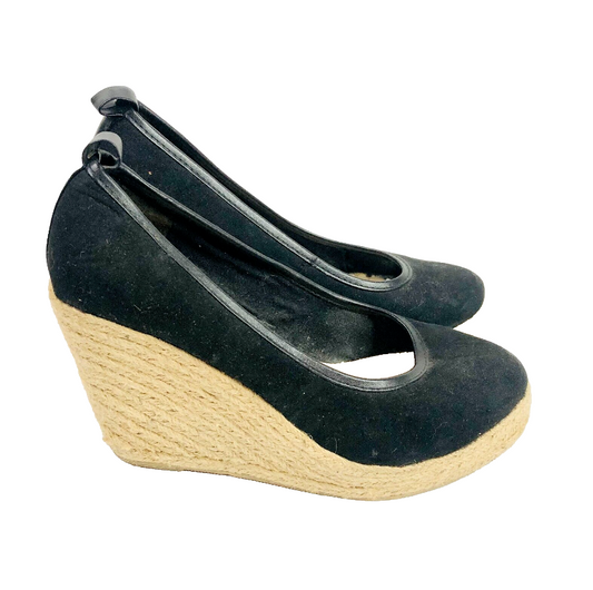 Redoute Lightweight Espadrille Black High Wedge Court Shoes Size 5 (38)