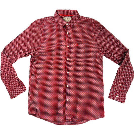 Jack Wills Red & Blue Regular Button Down Long Sleeve Classic Shirt Size Medium