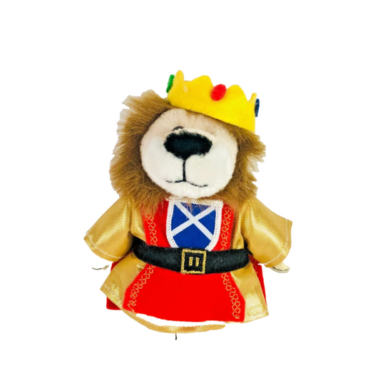Retro Small 5.5 inch lion toy teddy dressed as a King