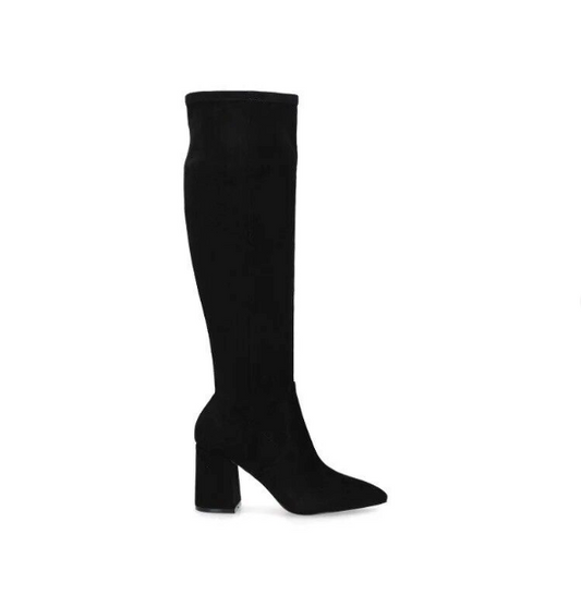 Carvela black pointed toe block heel sock Suedette knee boots size 3.5 36 New