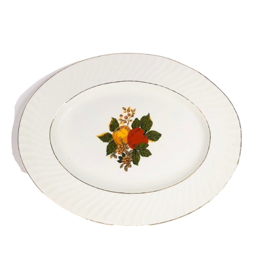 Enoch Wedgwood English Harvest Dish Serving Platter Gold Trim 14inch Vintage