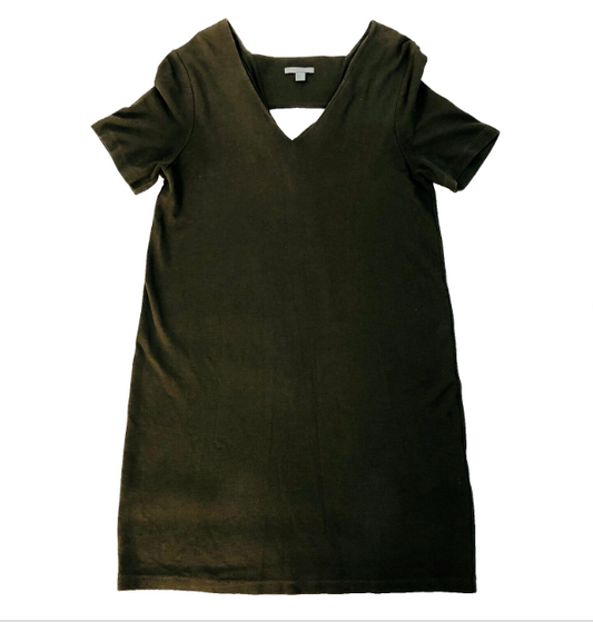 COS khaki green short sleeve knee length shift dress size XS