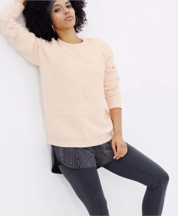 TOPSHOP X IVY PARK Light PINK CORDED O4 JUMPER SWEATER VARSITY SIZE S
