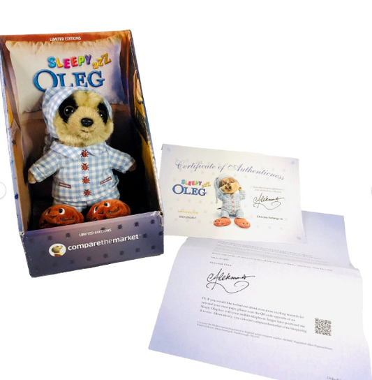 Compare The Market New Sleepy Oleg Meerkat Promotional Toy w/ Certificate Boxed