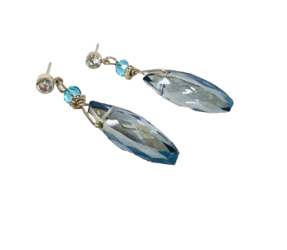 Costume Jewellery Vintage Turquoise Glass Delicate Drop Earrings Missing Butterfly Back