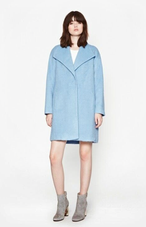 French Connection Light Blue Morning Mist Palace Wool Oversized Coat Size 14