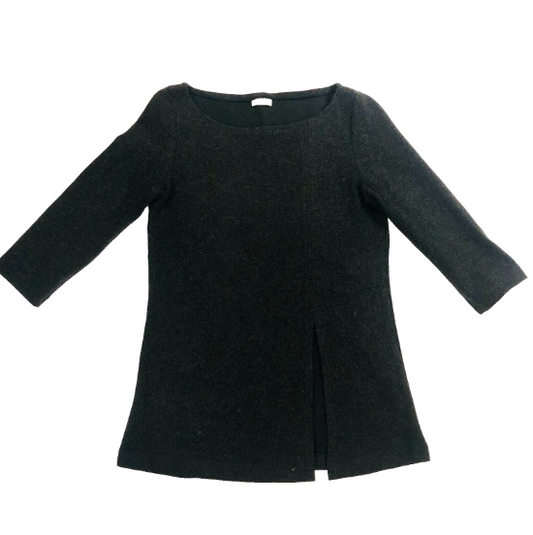 Numph Designer Black Grey Thick 3/4 Sleeve Slit Top Size XS