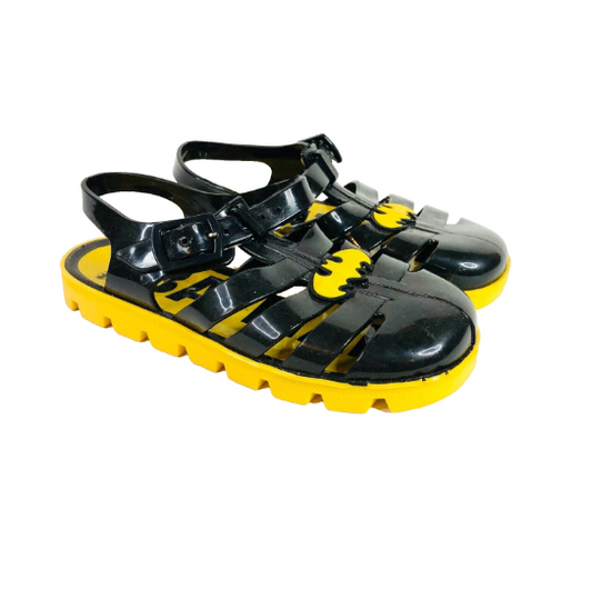 Batman Black & Yellow Jelly Sandal Shoes  Boys Girls Kids Size UK 12