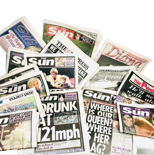 Large Collection of Princess Diana Memorial Newspapers September 1997 - The Sun, The Express, and More - Historical Collectibles