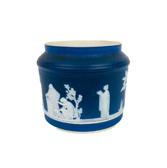 Wedgwood Antique Dark Blue Jasperware Pot 3” Tall By 3.5” Wide condiment pot