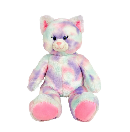 Build-A-Bear Workshop Pastel Swirl Kitty Cat Plush Soft Toy 17" Retired Multicoloured BAB