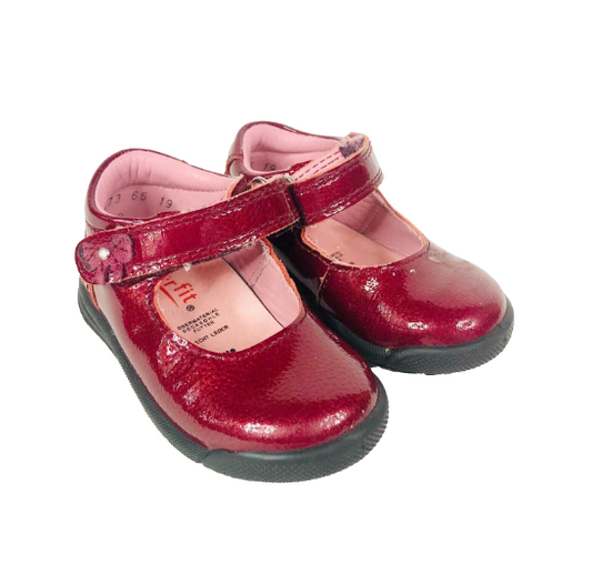 Superfit Girls Pink/burgundy Patent Leather Smart Shoes Velcro Strap Size 19 UK3