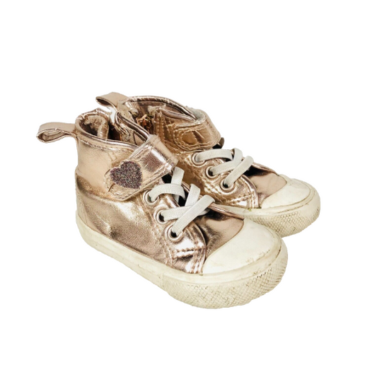 Minoti Baby Girls gold Metallic High-top Sneakers Trainers Size 21 (UK4)