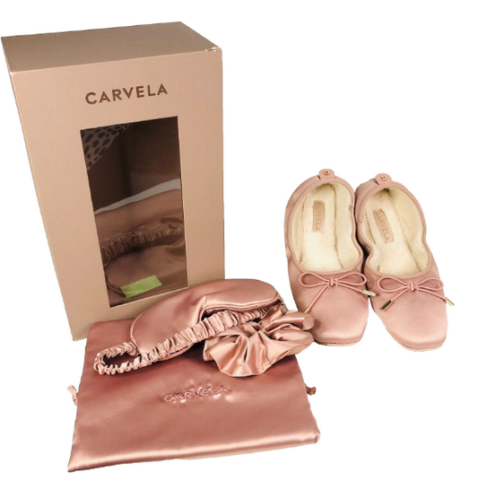 CARVELA Blush peach Satin Fantasy Sleep & Slippers Set XL UK6 (39) - £75 NEW & Boxed