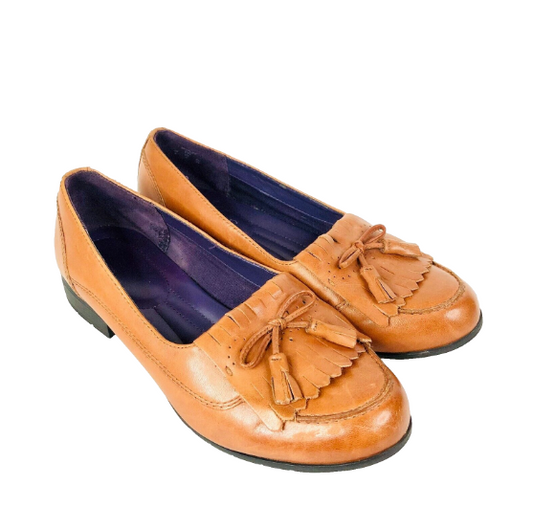 Hotter Shipley Loafer Shoes Tassel Tan Brown Size UK 6 / EU 39 Retro Style